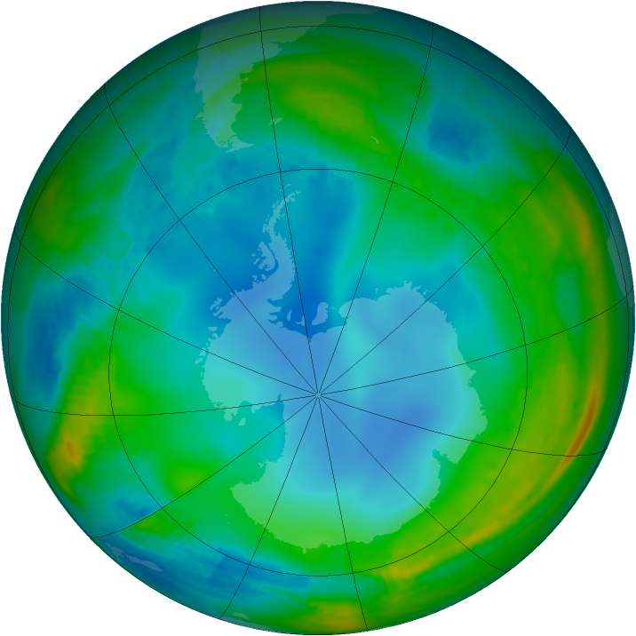 Antarctic ozone map for 08 July 1988